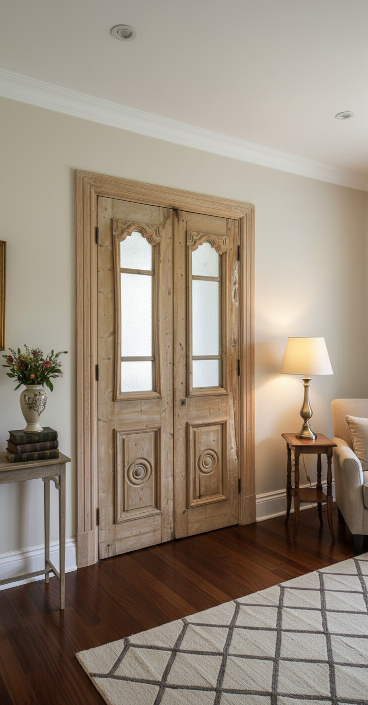 Antique French panel doors with Glass (93x43.5) P178