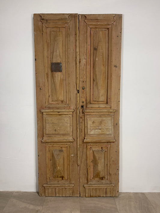 Antique French panel doors with Carvings (93.5 x 42.75)  O3