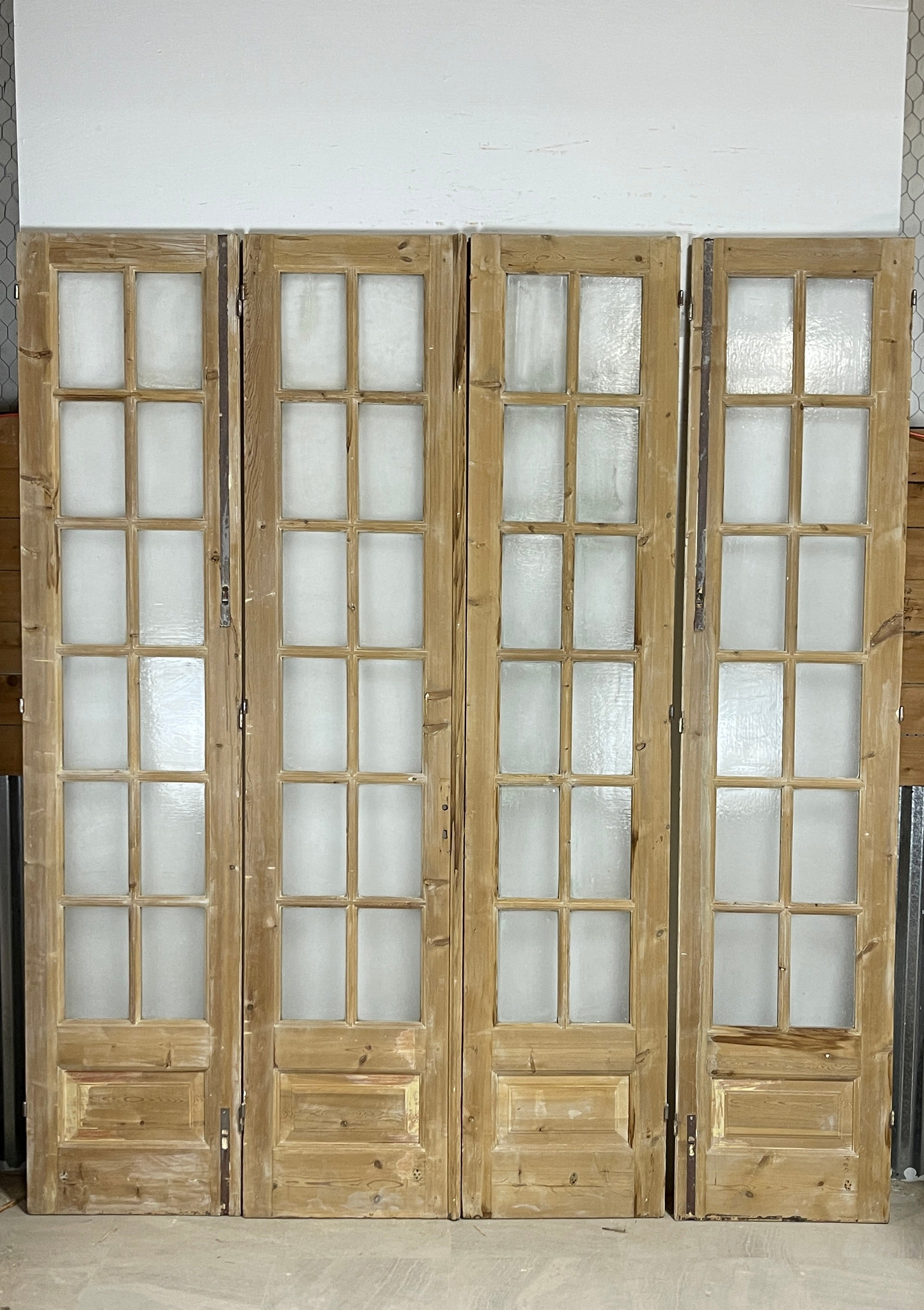 Antique French panel doors with Glass - 4 Piece set (108x94) P175