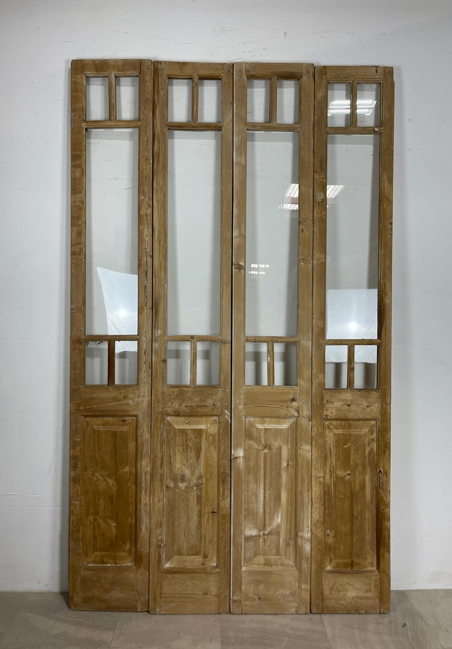 Antique French panel doors with Glass (98.5 x 58)  O59 4 piece set