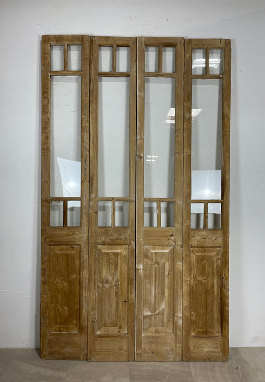 Antique French panel doors with Glass (98.5 x 58)  O59 4 piece set