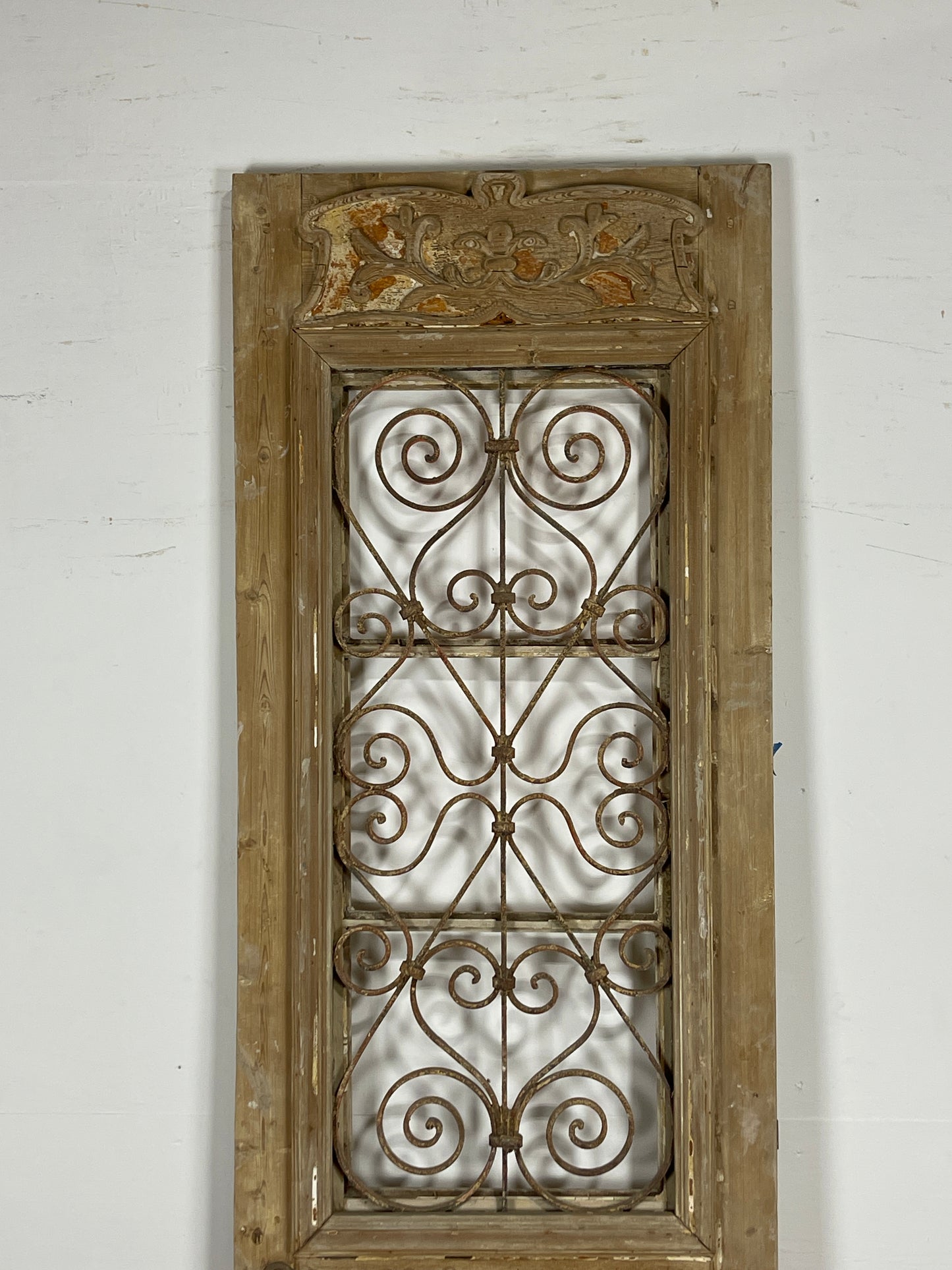Antique French panel single door with Metal (96.25 x 26.75) O29