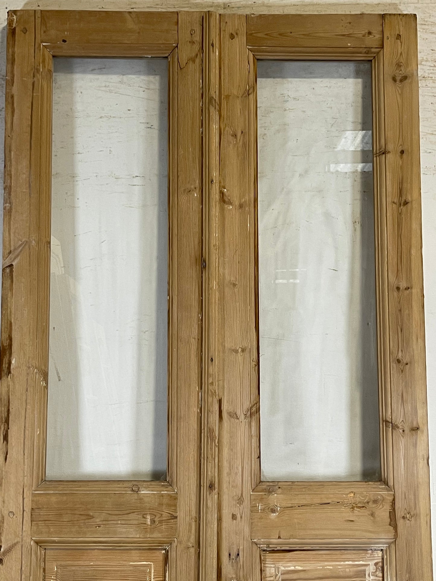 Antique French panel doors with glass (94.25x38.5) L142