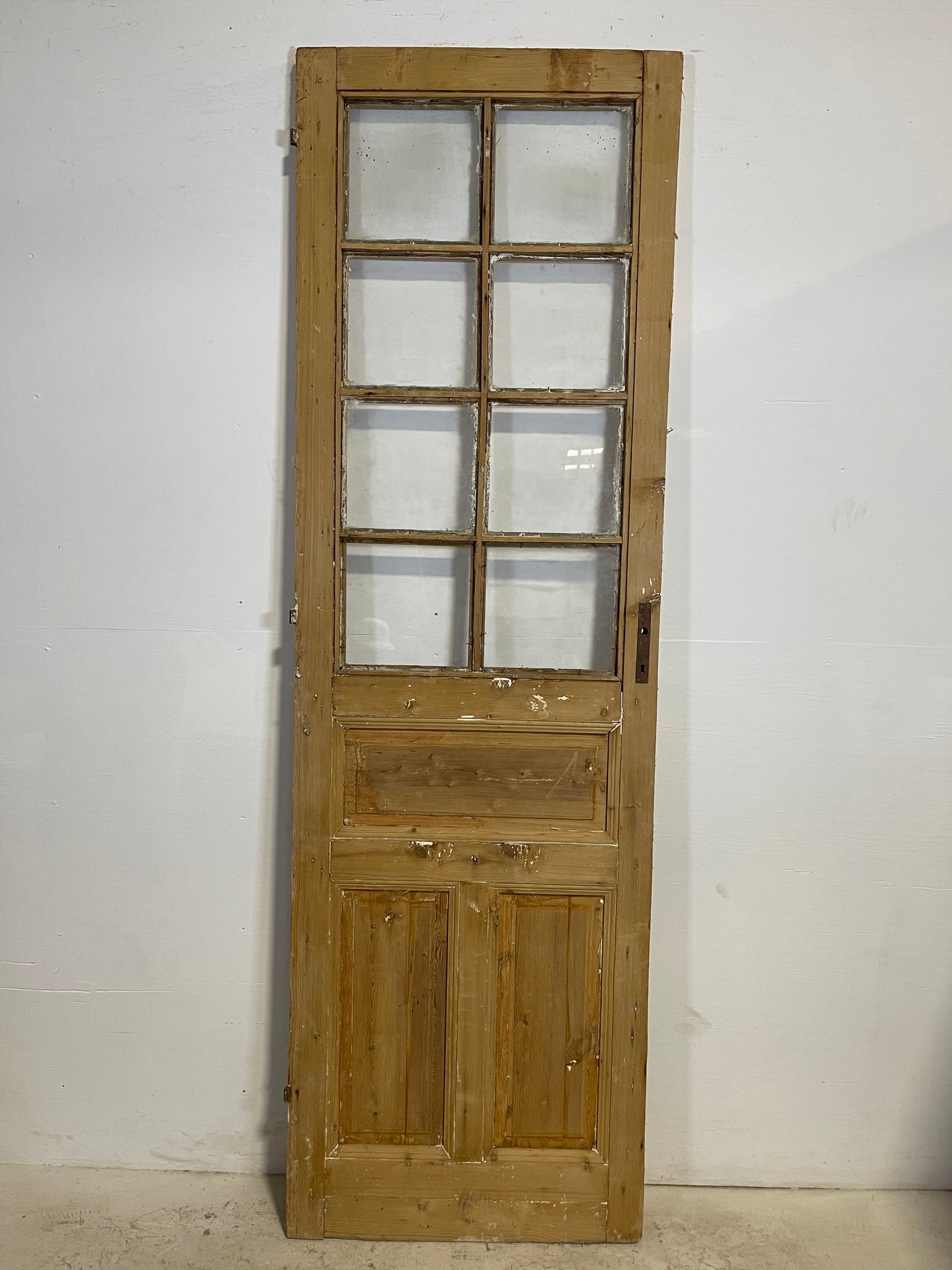 Antique French Panel Door with Glass  (92.25x28.5) L254