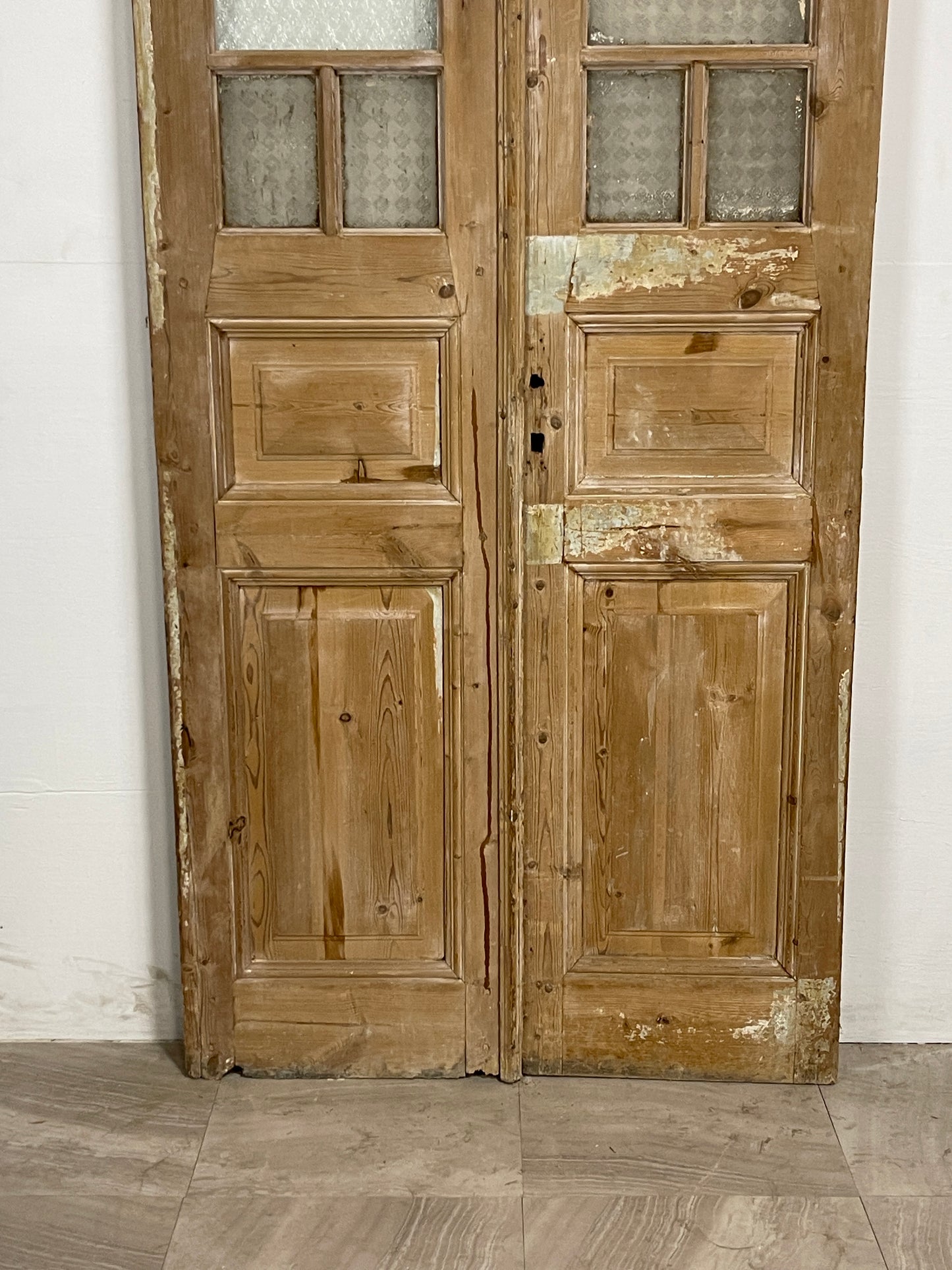 Antique French Panel Doors with Glass   (96 x 39.5)   N051