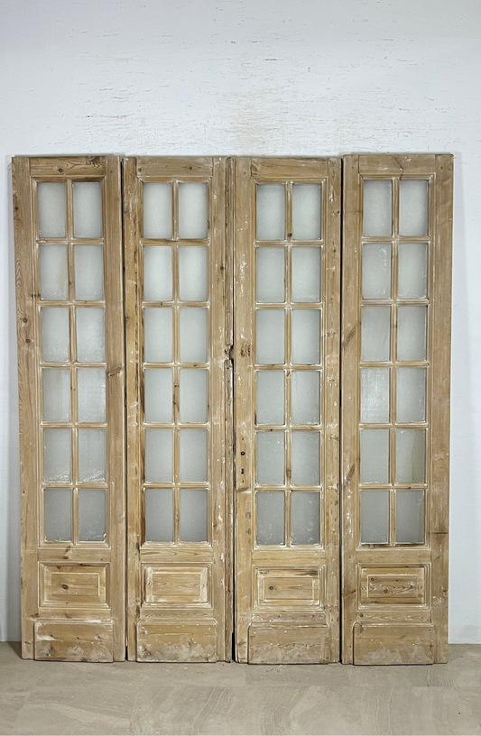 Antique French panel doors with Glass 4 Piece set (90x77.5) P187