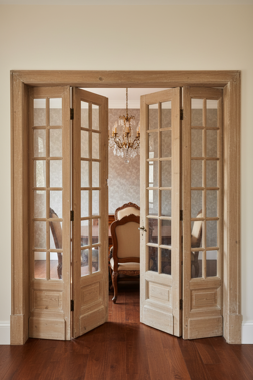 Antique French panel doors with Glass 4 Piece set (90x77.5) P187