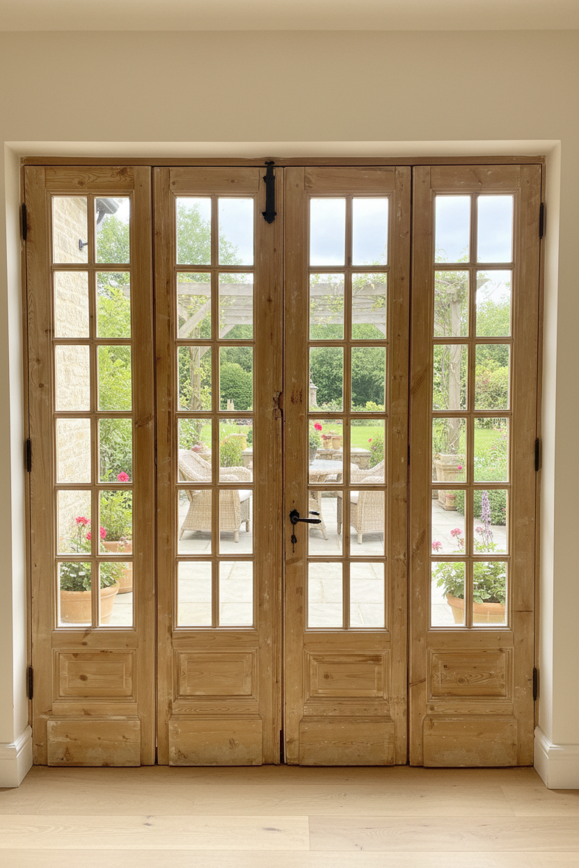 Antique French panel doors with Glass 4 Piece set (90x77.5) P187