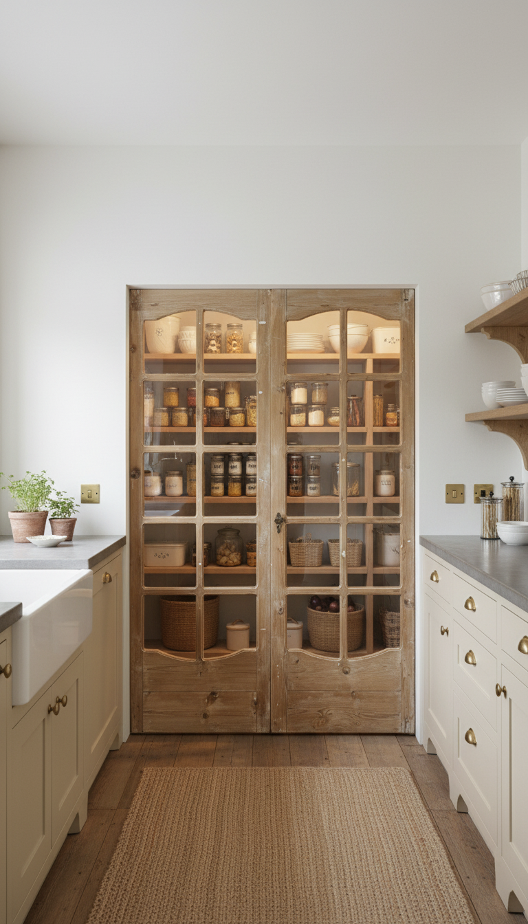 Antique French panel doors with Glass (81.5x55) P184