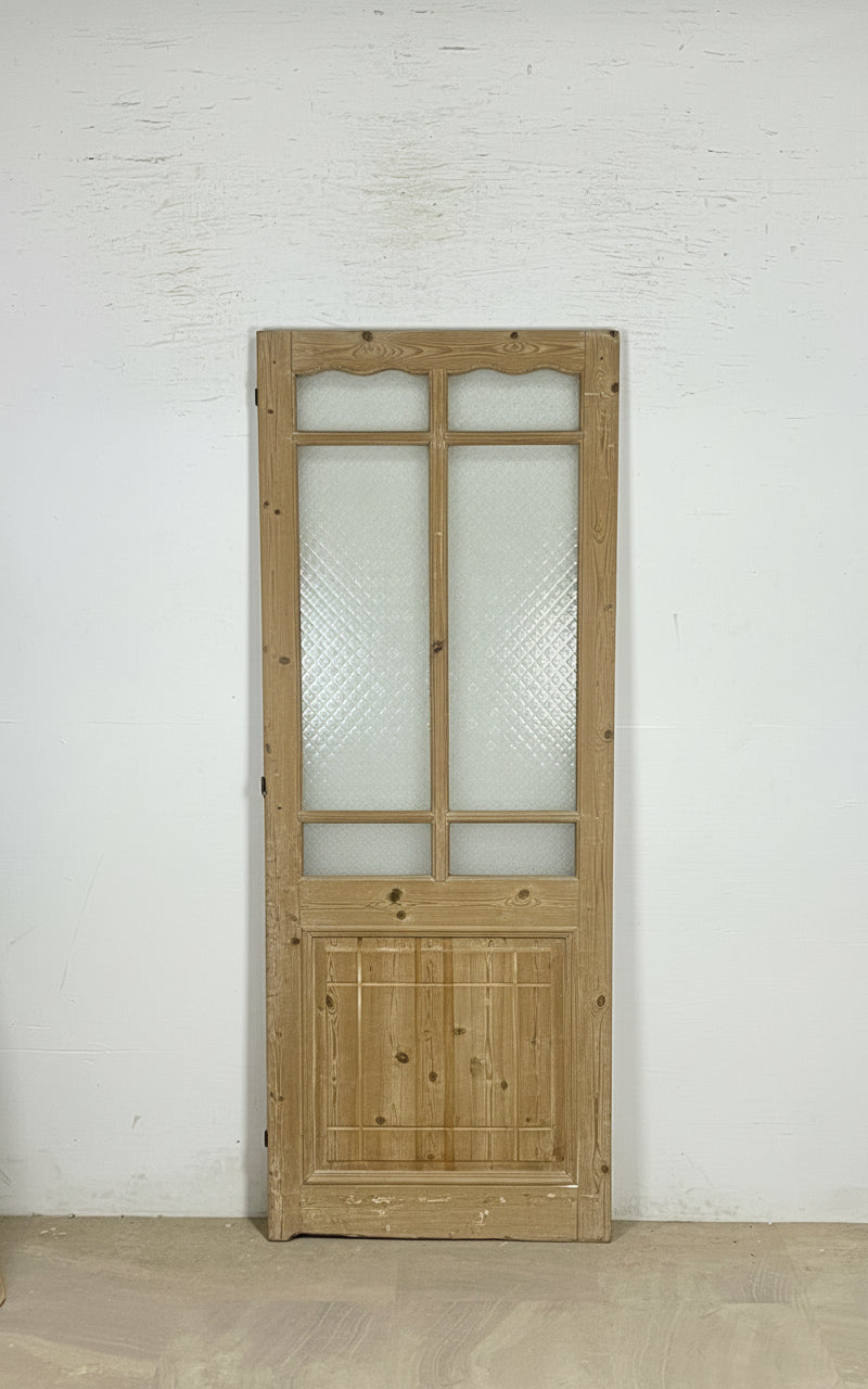 Antique French panel single door with glass (82.5x32) P205