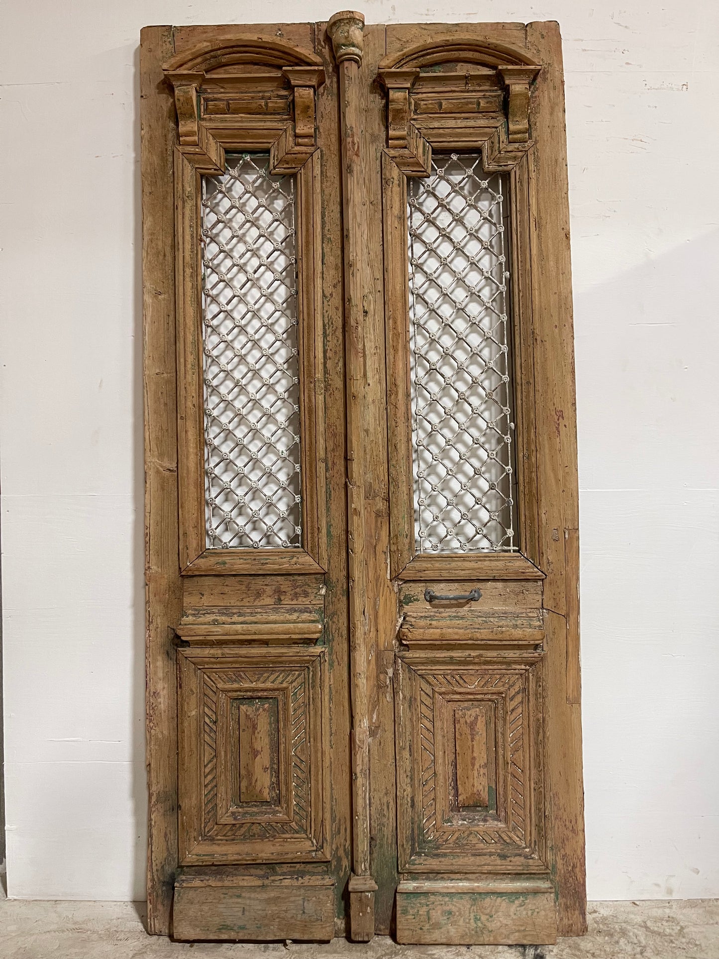 Antique French Panel Doors with Metal (100.5x48) J114