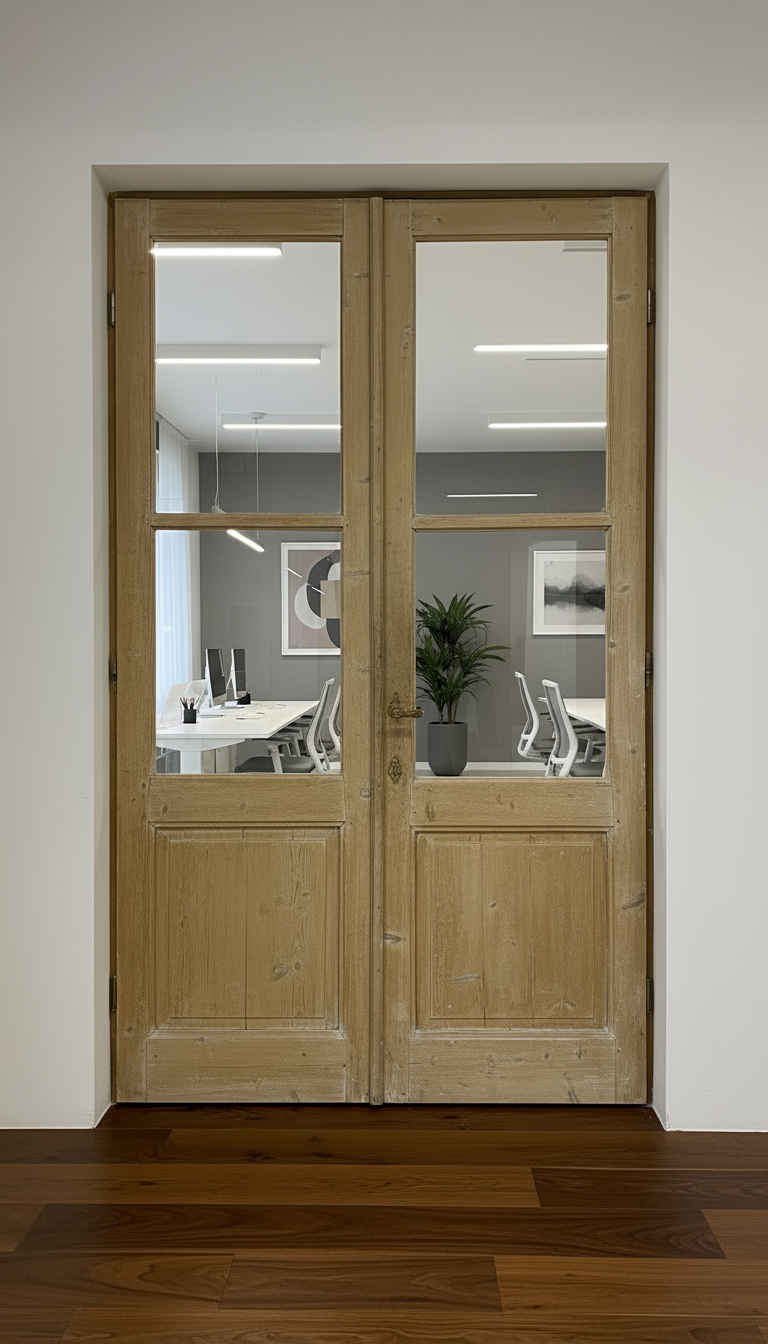 Antique French panel doors with Glass (102x43.5) P156