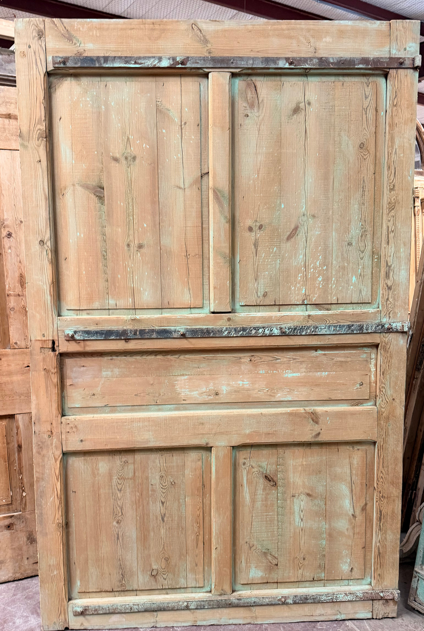 Antique French panel door with carvings (101x63) P132