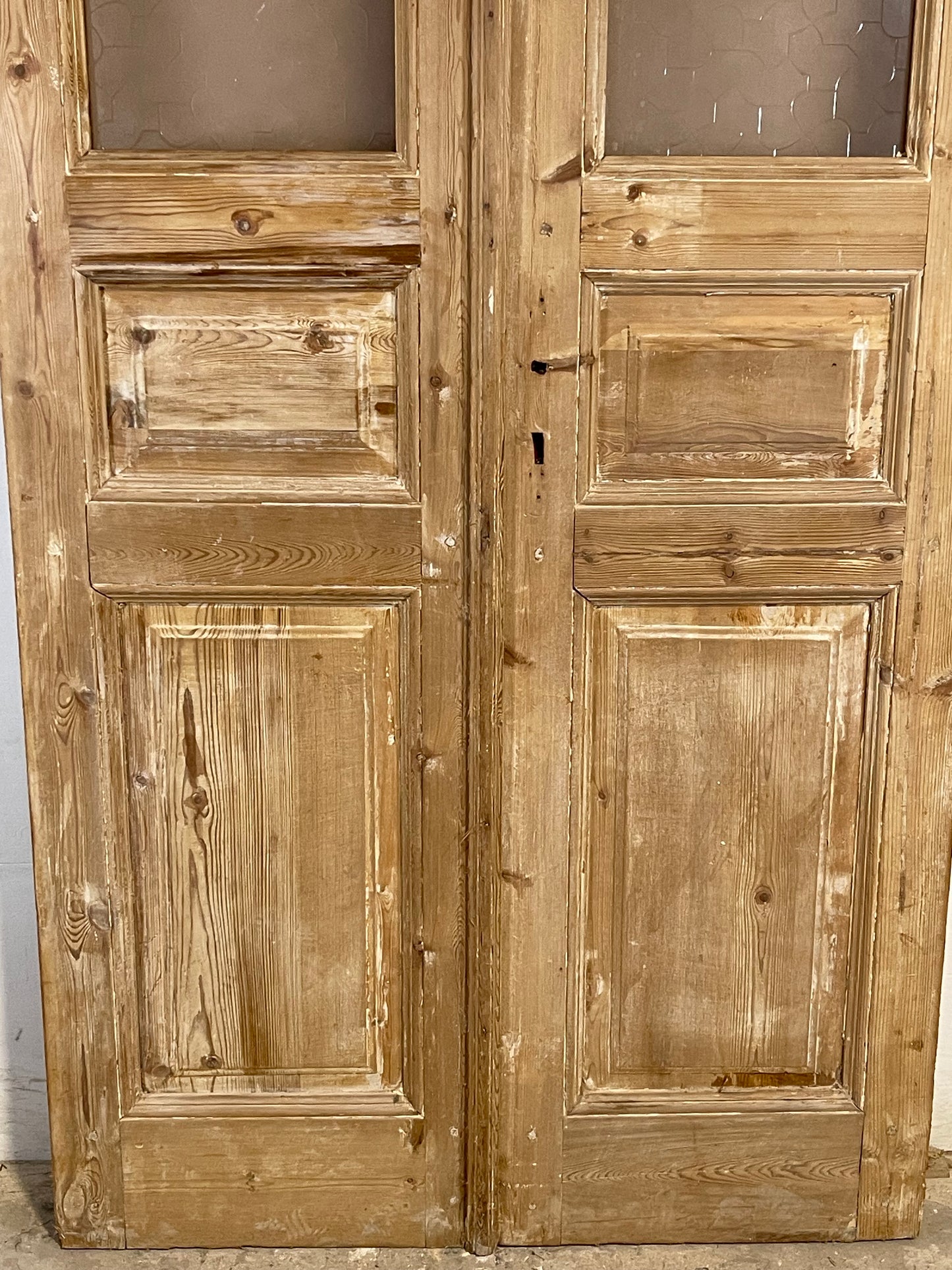 Antique French panel doors with glass (96.75x41.25) L141