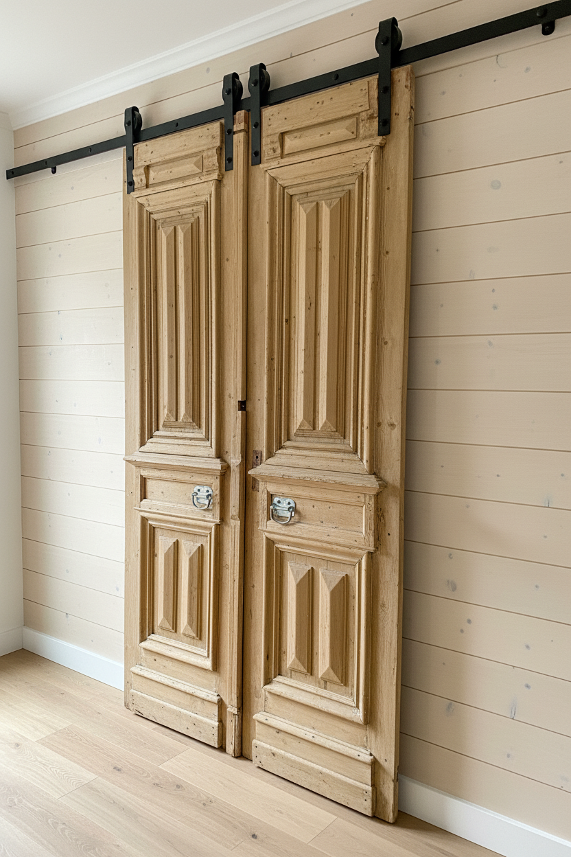 Antique French panel doors with Carvings (99 x 55)  P 14