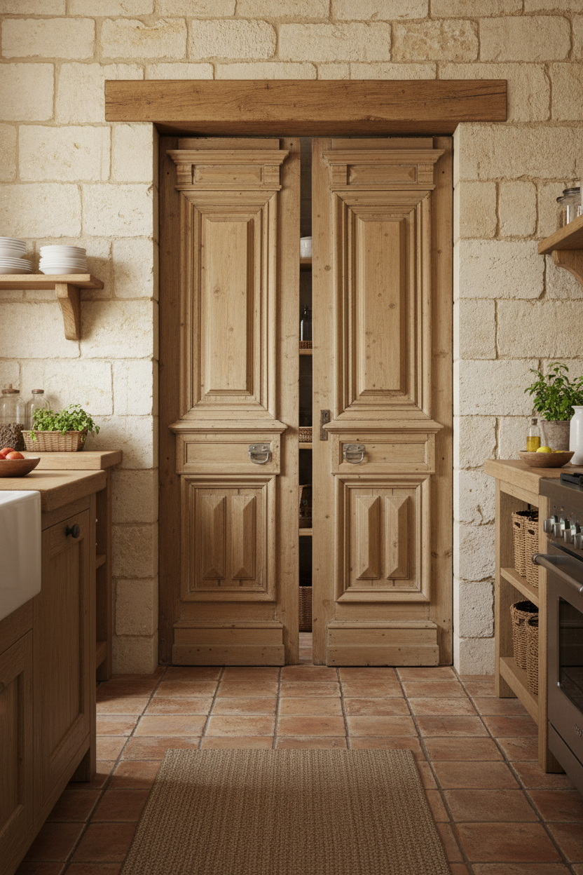 Antique French panel doors with Carvings (99 x 55)  P 14