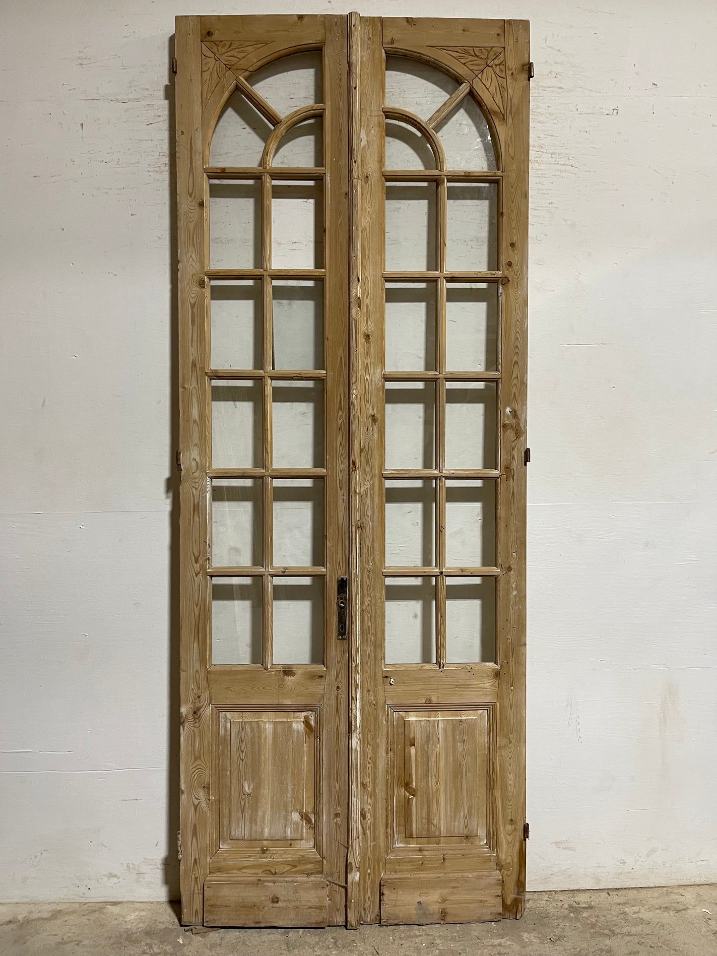 Antique French panel doors with glass (103.5x40.5) L100