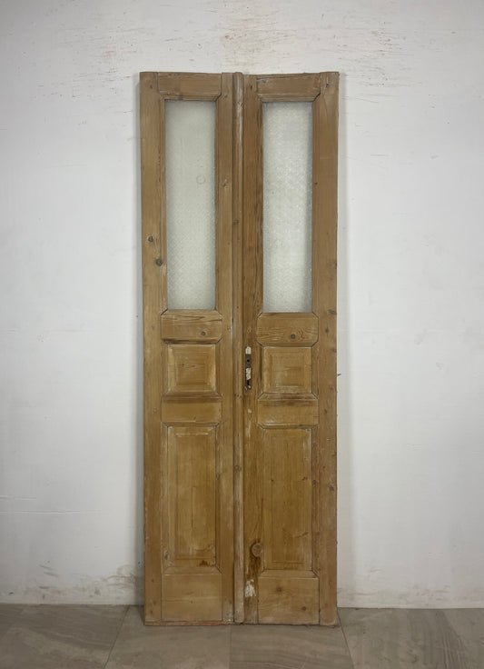 Antique French Panel Doors with glass (89 x 31.25)   N149