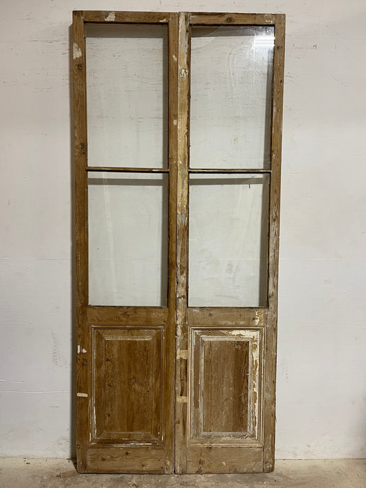 Antique French Panel Doors with glass  (100x44.5)  K310