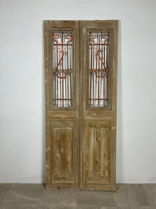 Antique French panel doors with Metal (86 x 36.75) O20