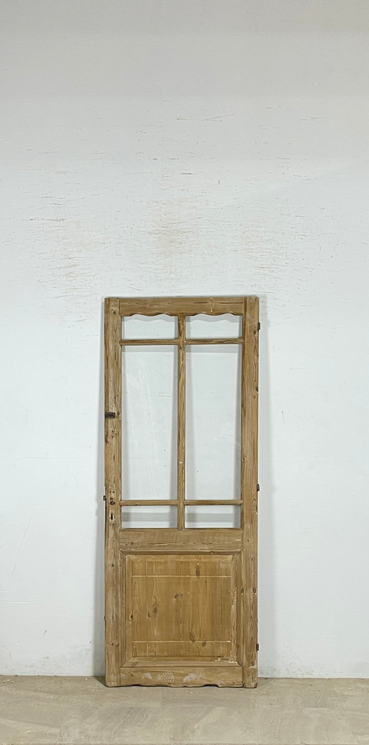Antique French panel single door with glass (81x32.5) P197