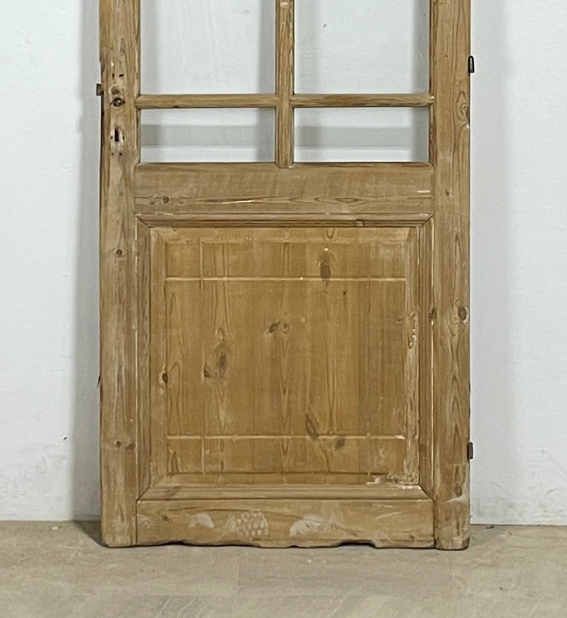 Antique French panel single door with glass (81x32.5) P197