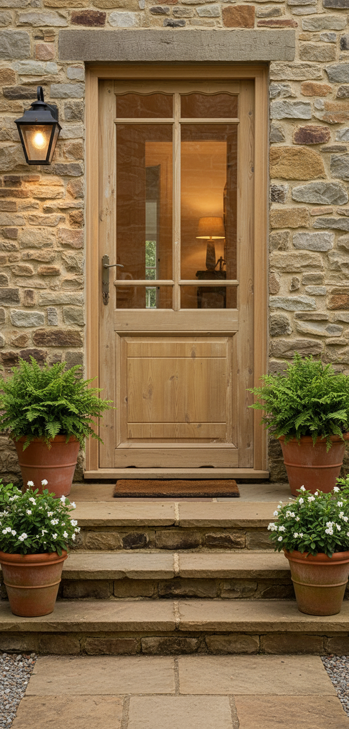 Antique French panel single door with glass (81x32.5) P197