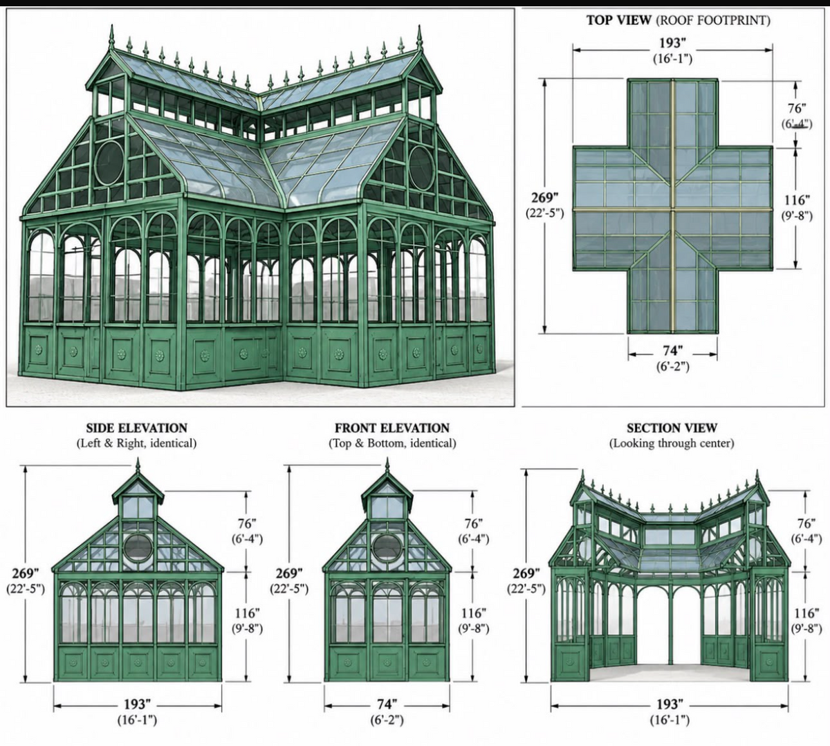 Fabulous French vintage inspired Greenhouse Large