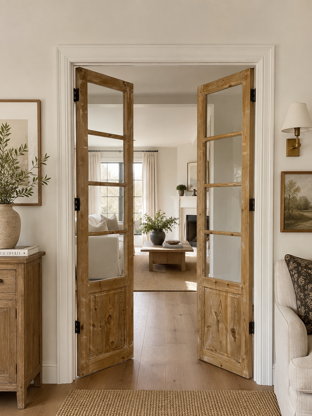 Antique French panel doors with Glass (88x42.5) P168