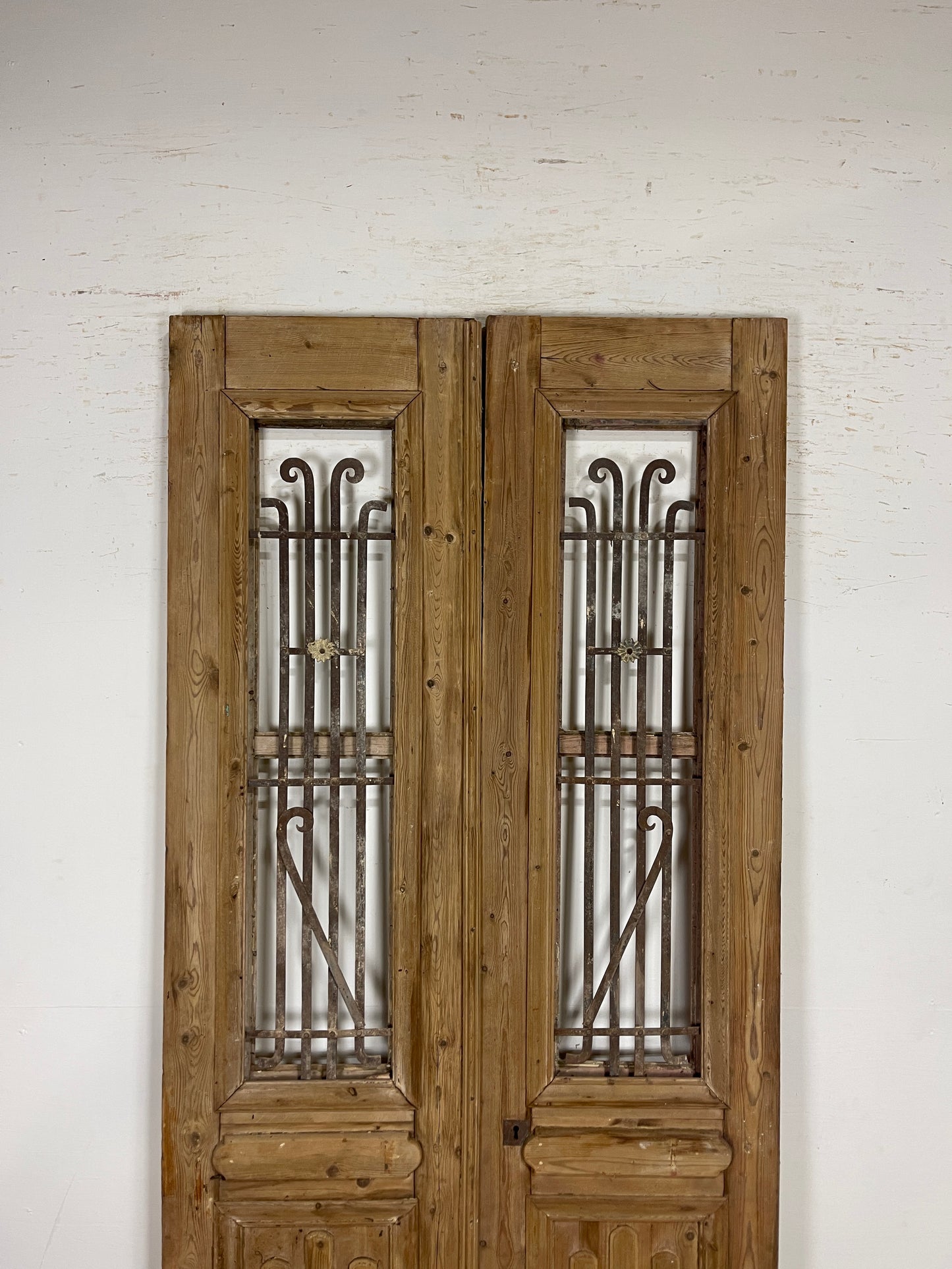 Antique French panel doors with Metal (96x41) P86