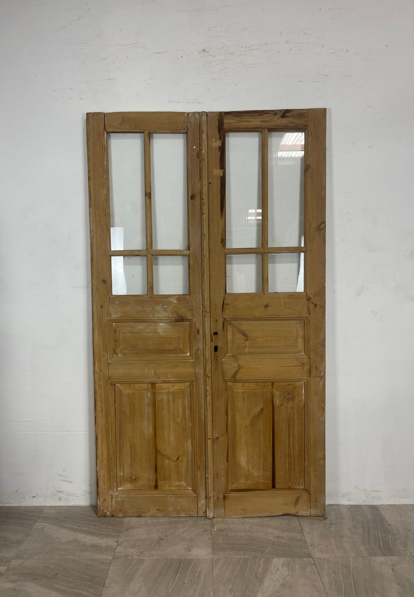 Antique French Panel Doors with Glass   (83 x 47.75)   N033