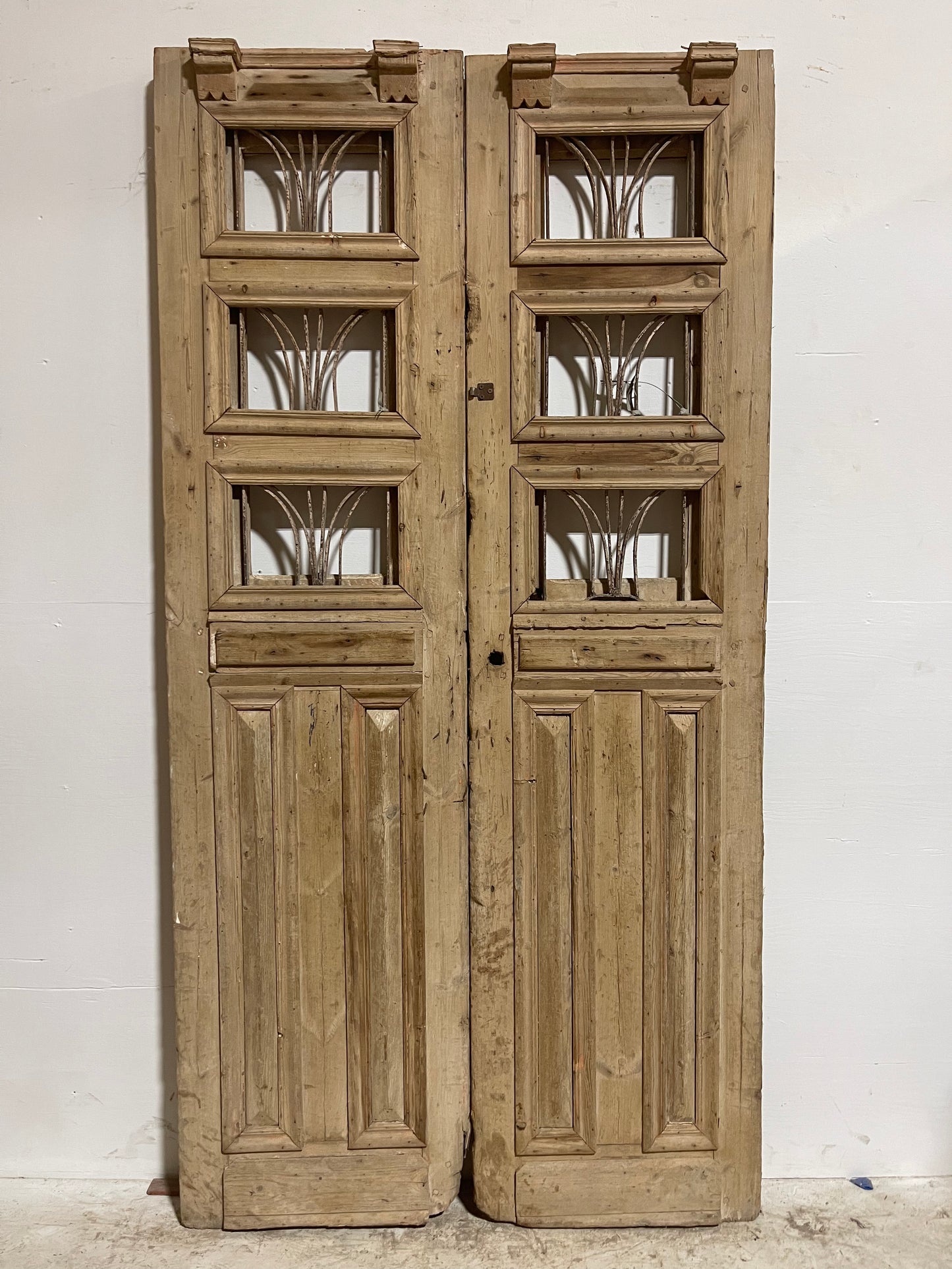 Antique French Panel Door with Metal (87.75x45) J107