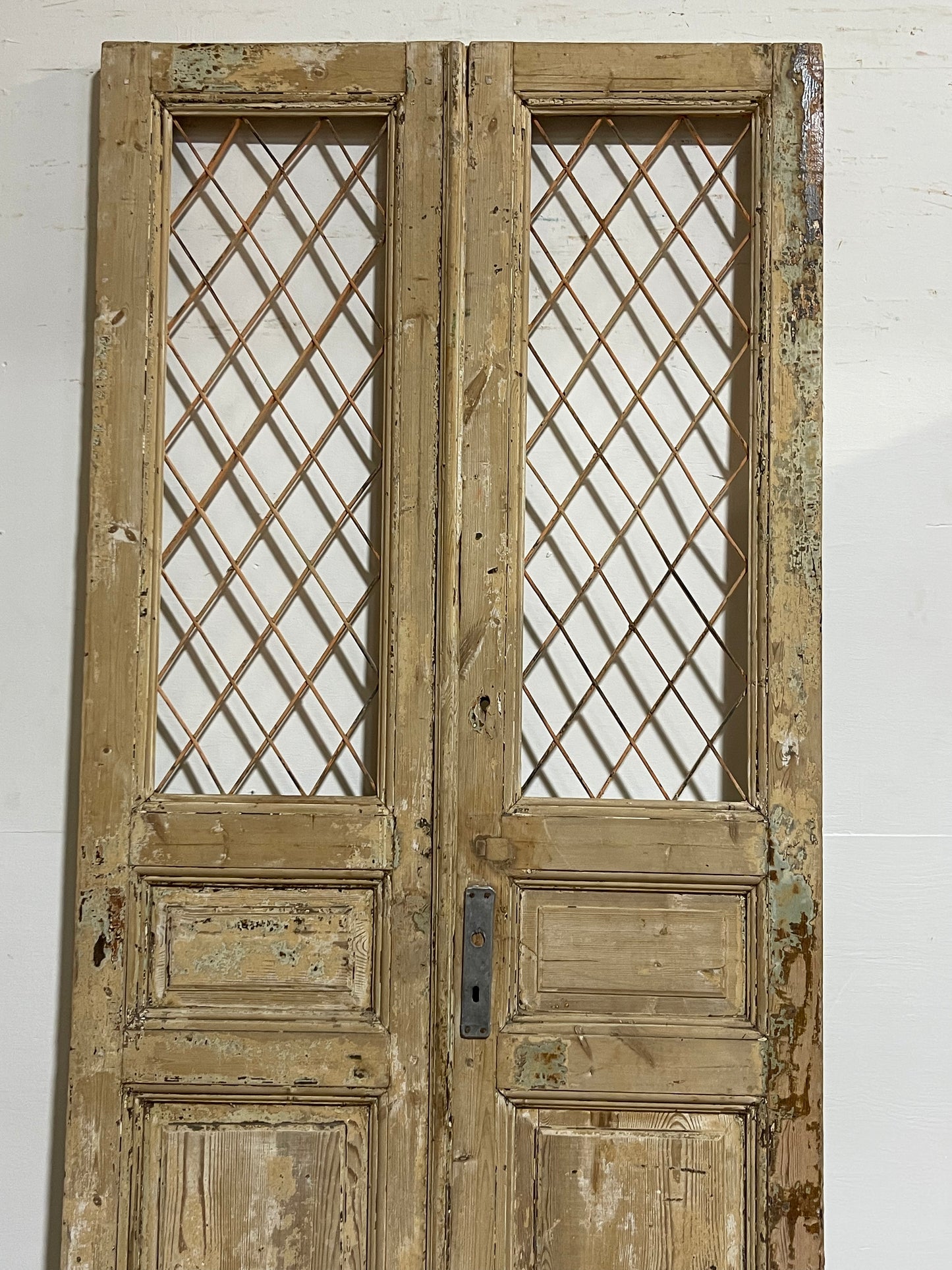 Antique French Panel Door with Metal (96x44) J119