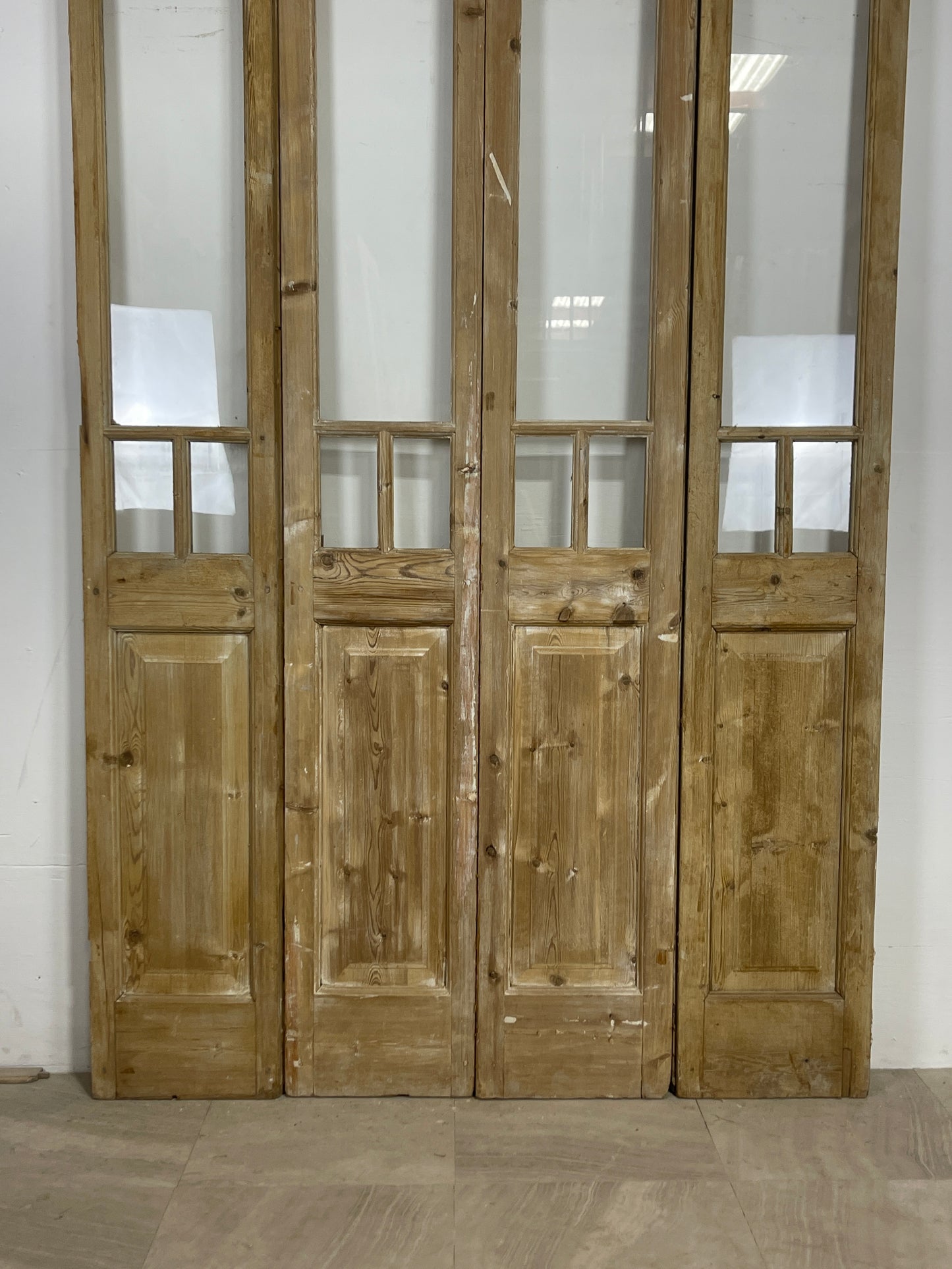 Antique French panel doors with Glass   (98.5 x 58)  Container O61   4 piece set