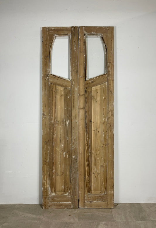 Antique French panel door with Glass  (100.5 x 40)  O11