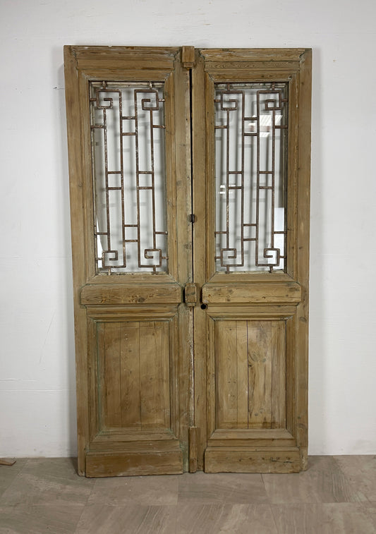 Antique French panel doors with Metal (91.5 x 51.5) O27