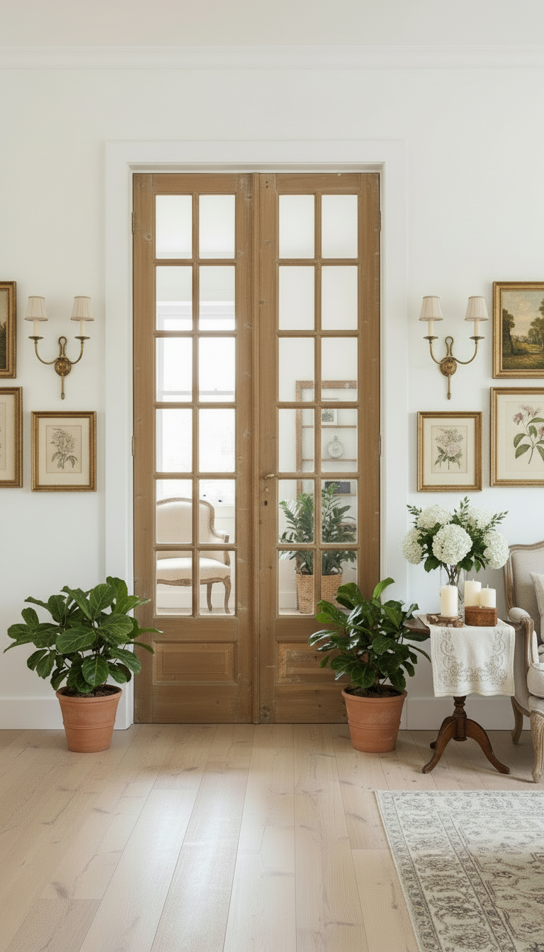 Antique French panel doors with Glass (108x46) P174