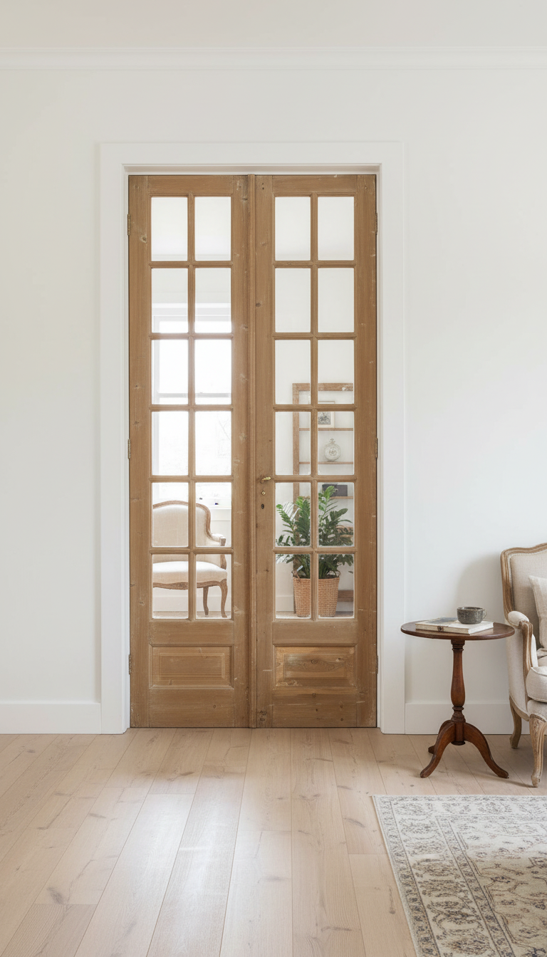 Antique French panel doors with Glass (108x46) P174