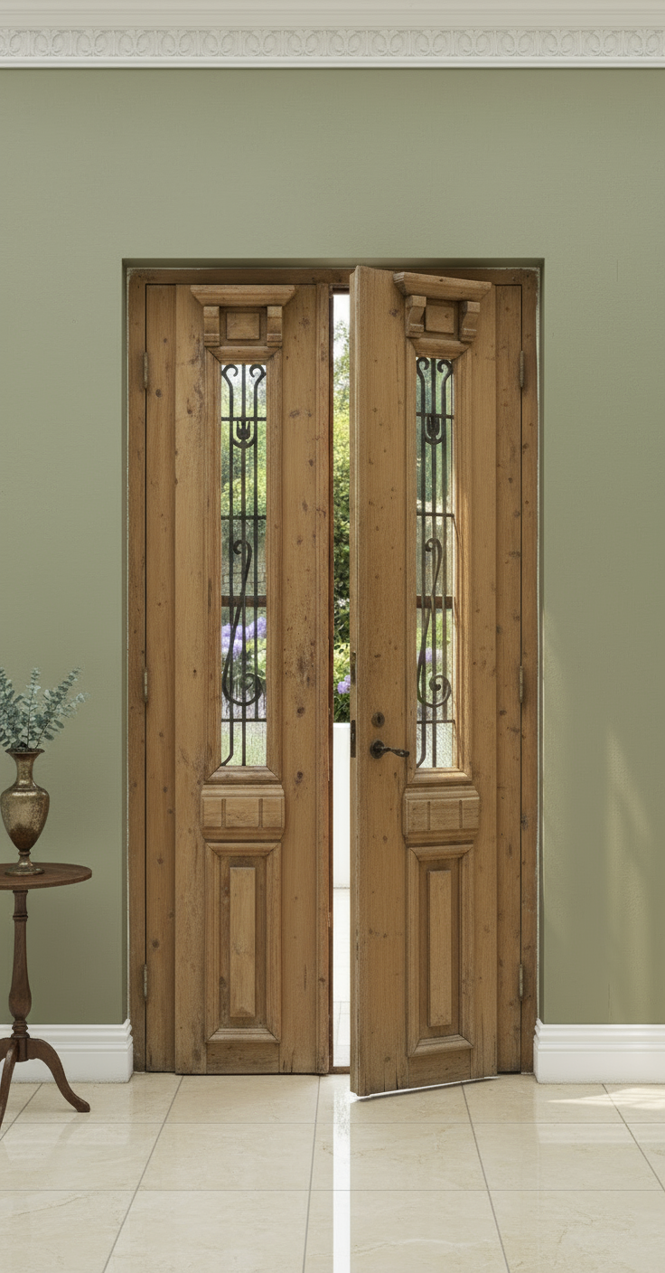 Antique French panel doors with Metal (99x35) P102