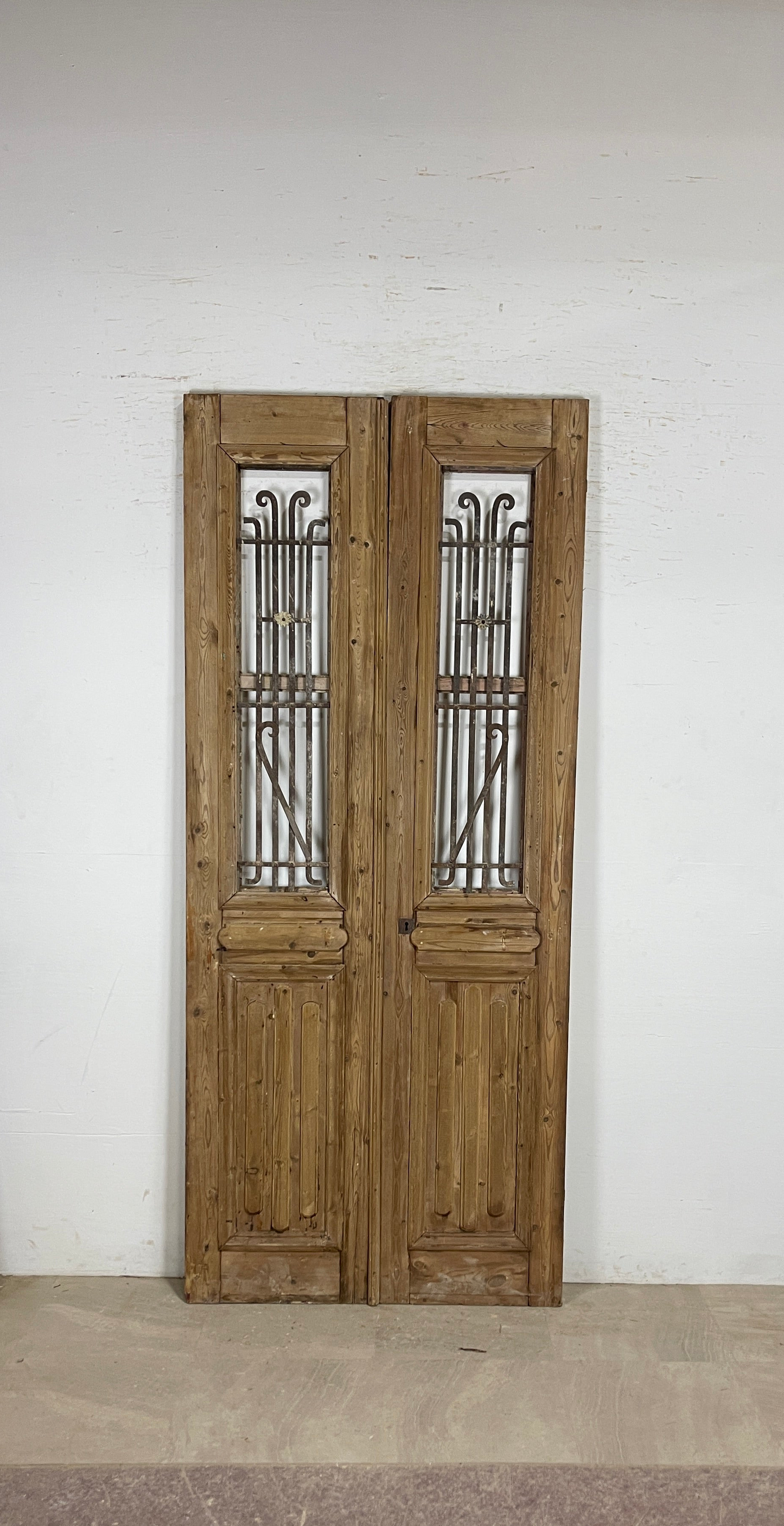 Antique French panel doors with Metal (96x41) P86