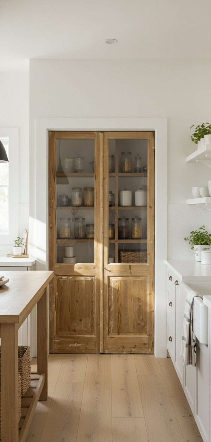 Antique French panel doors with Glass (98x46) P149