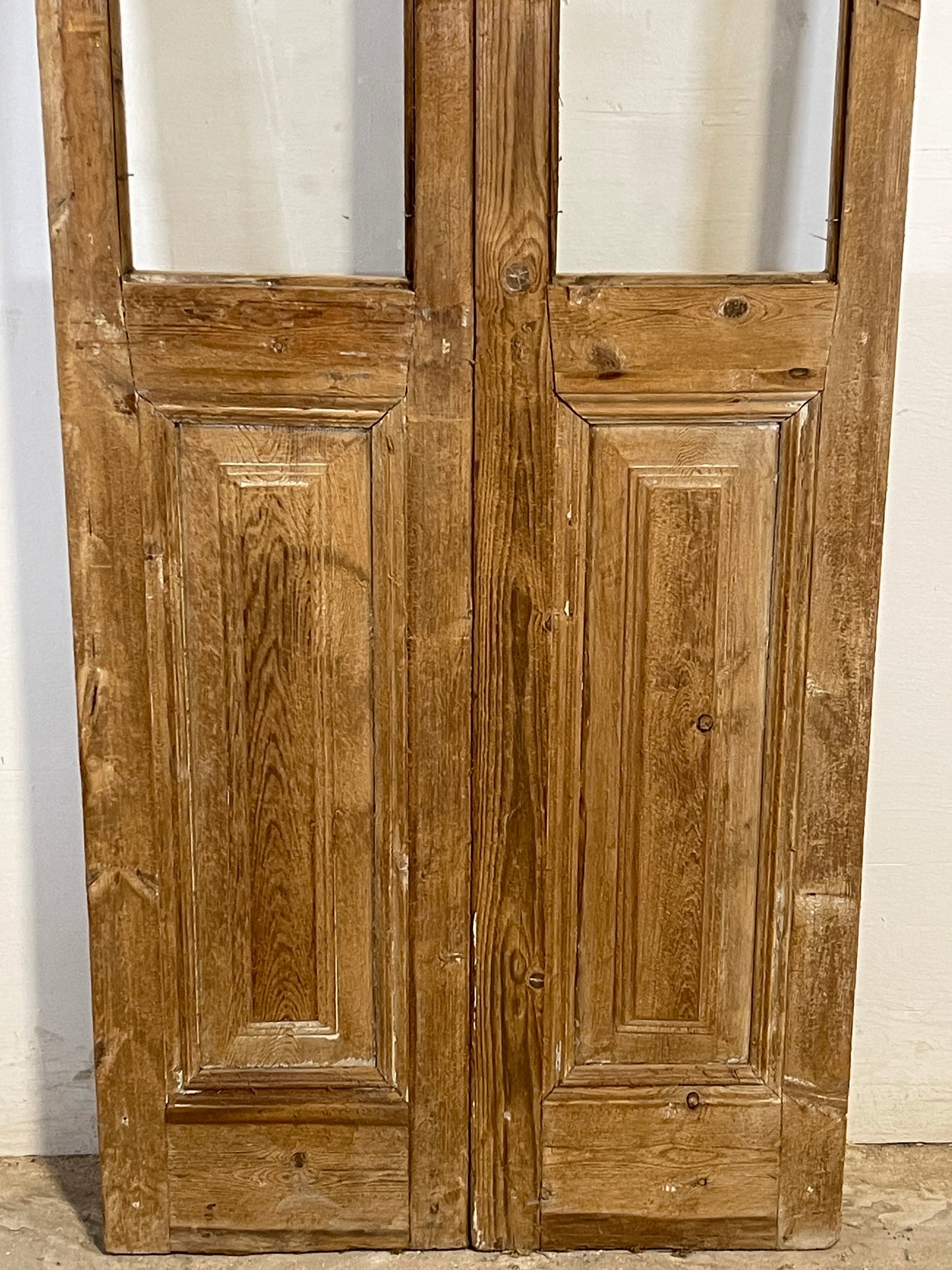 Antique French panel doors with glass (100.5x29) L147