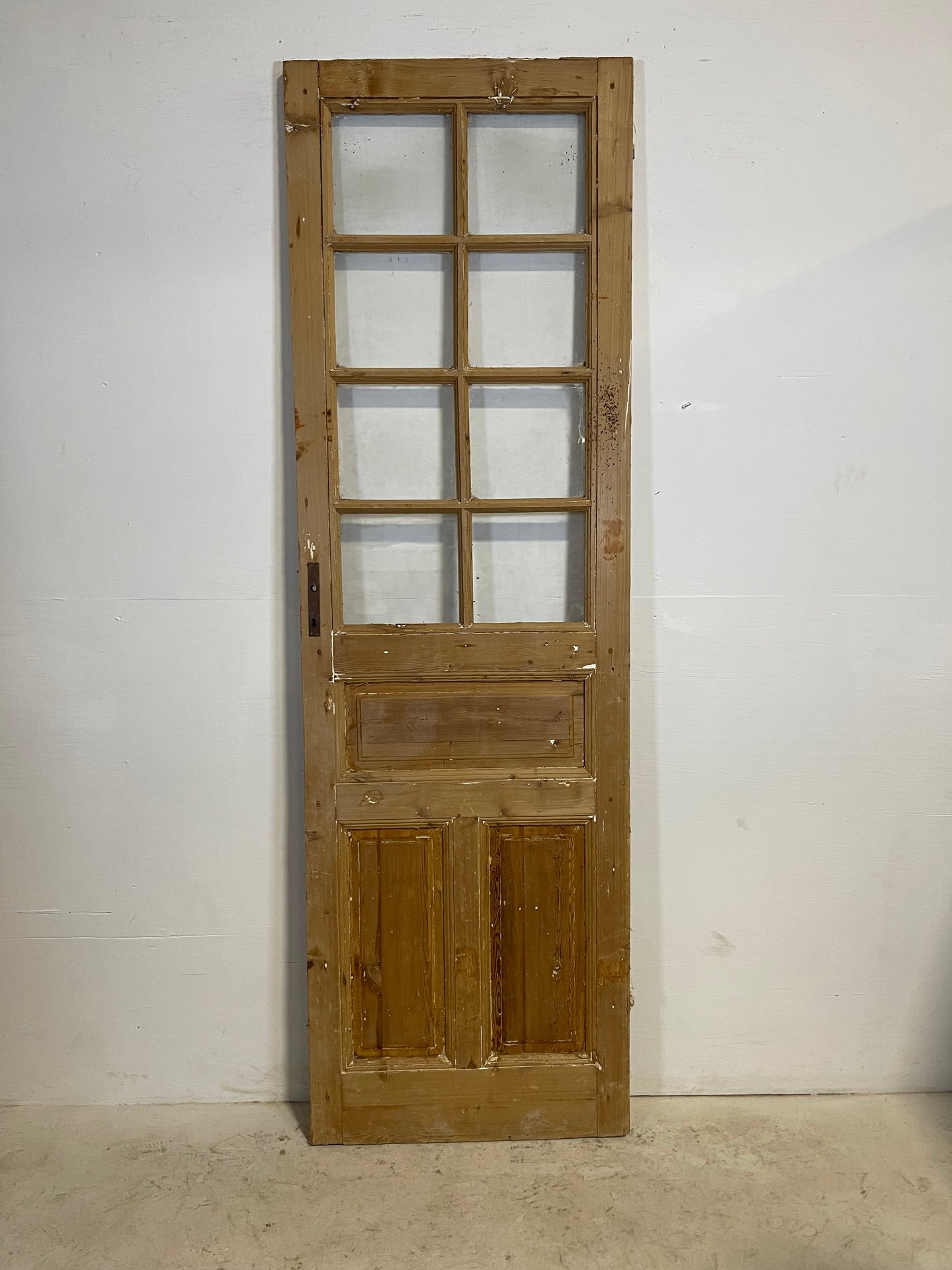 Antique French Panel Door with Glass  (92.25x28.5) L254