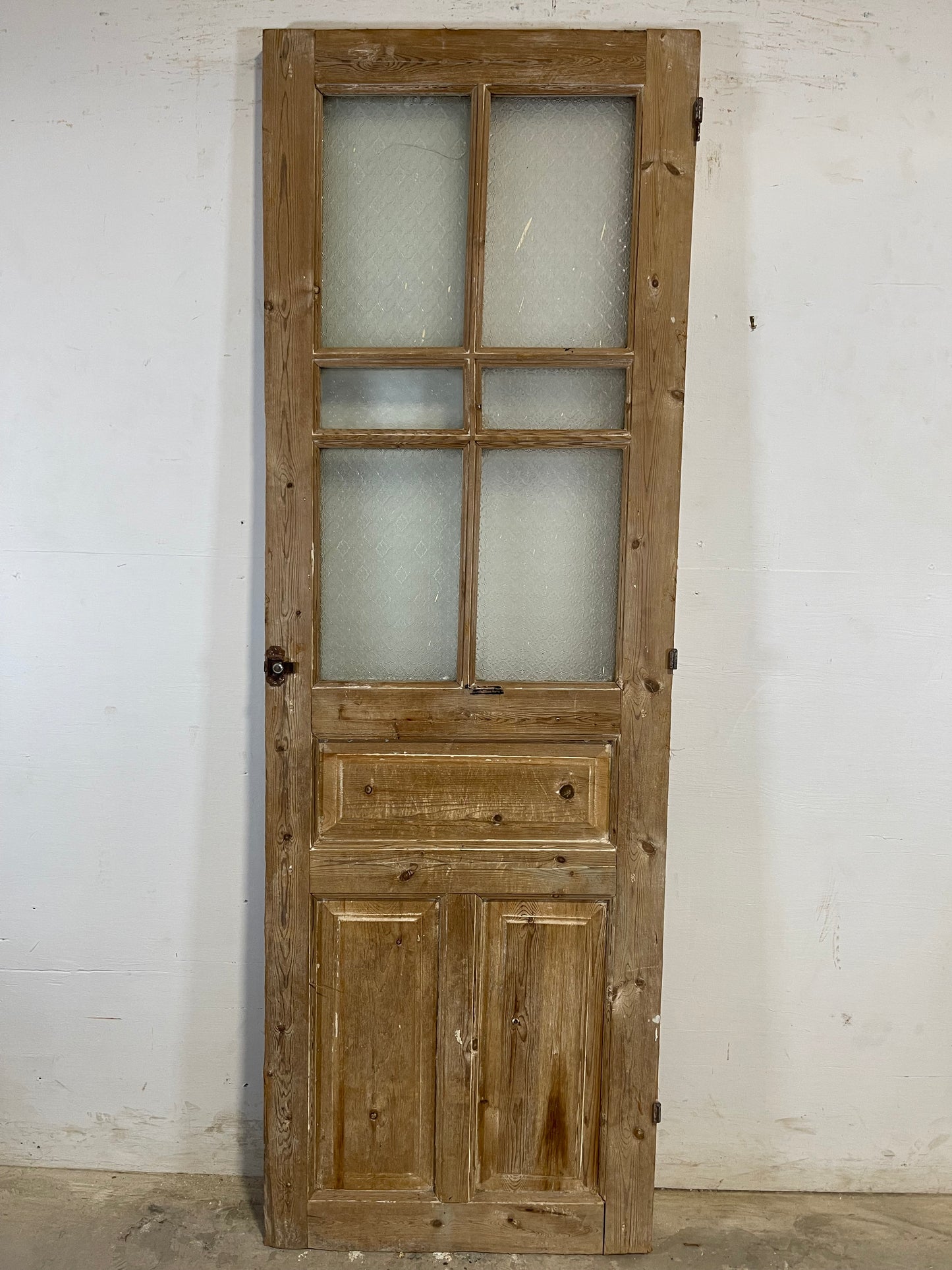 Antique  French Panel Door with Glass  (81.75x27.25) L120