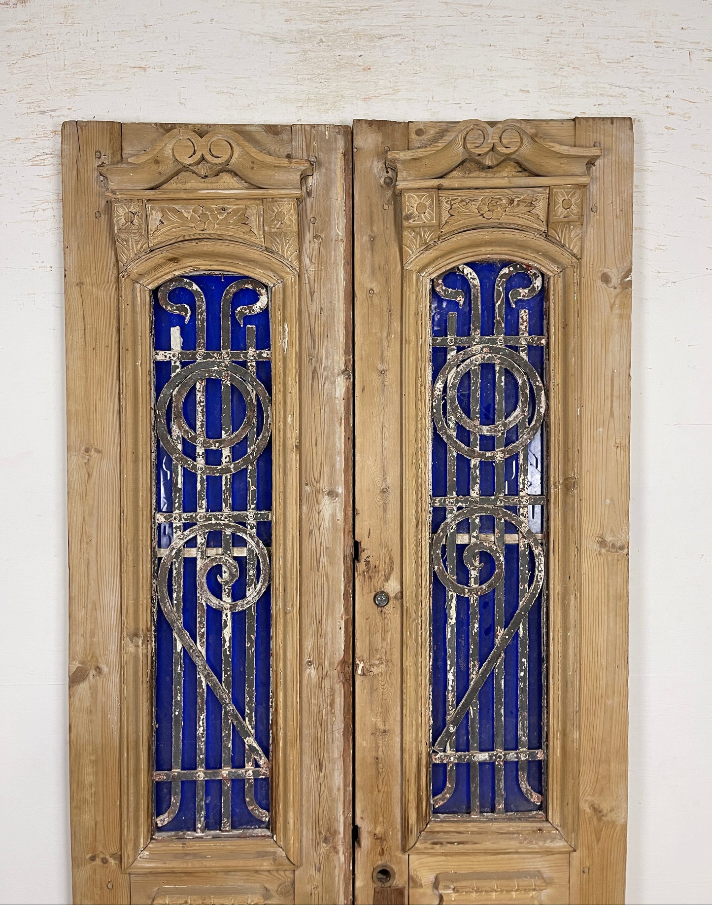 Antique French panel doors with Metal (89x40) P79
