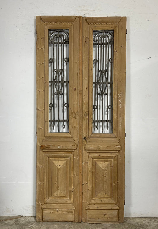 Antique French Panel Doors with Metal (93.5 x 40.5) M065