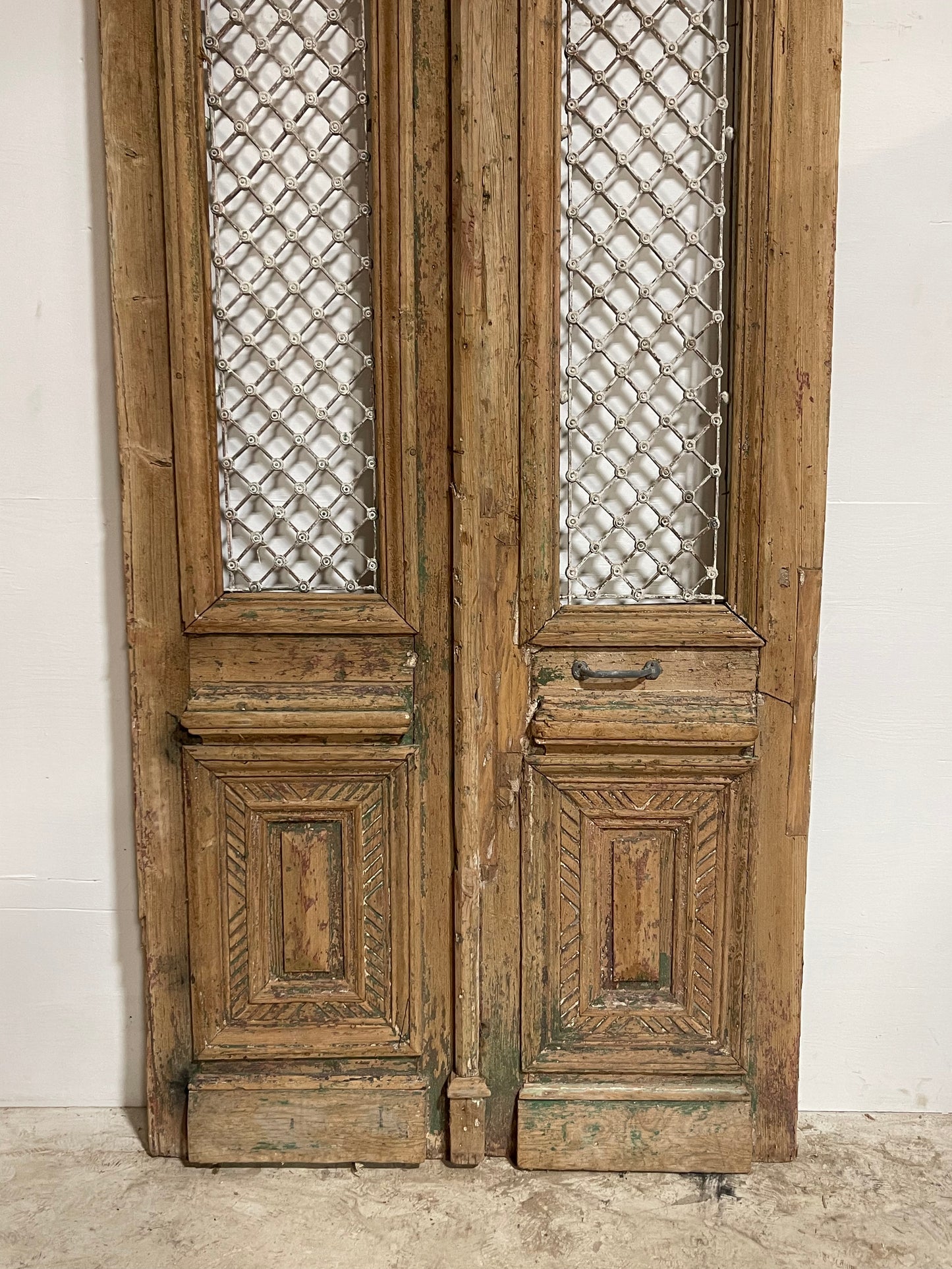 Antique French Panel Doors with Metal (100.5x48) J114