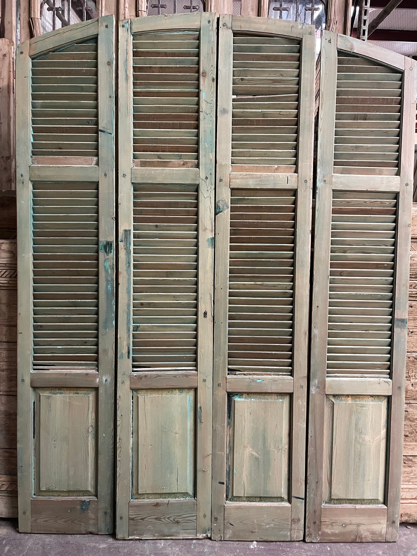 Antique French Arched Shutters (92x69) J054
