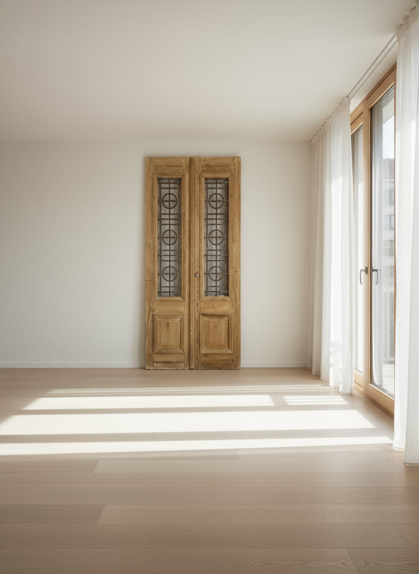 Antique French panel doors with Metal (88 x 40) P74