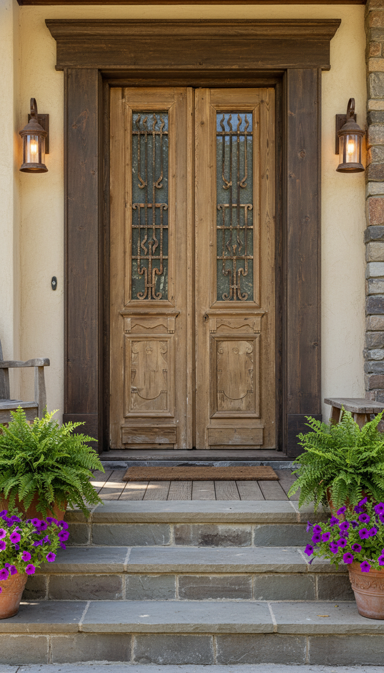 Antique French panel doors with Metal (96x44) P122